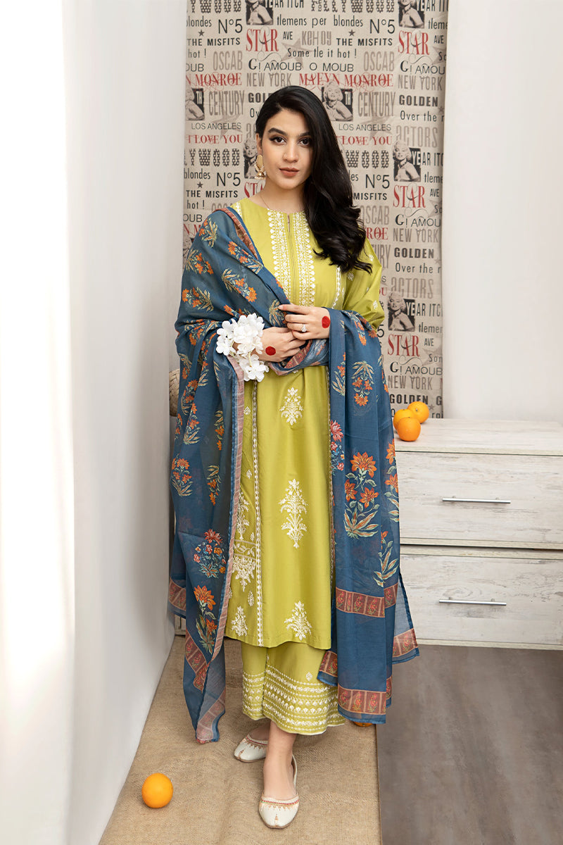 URGE - 3PC DHANAK EMBROIDERED ZN-1056