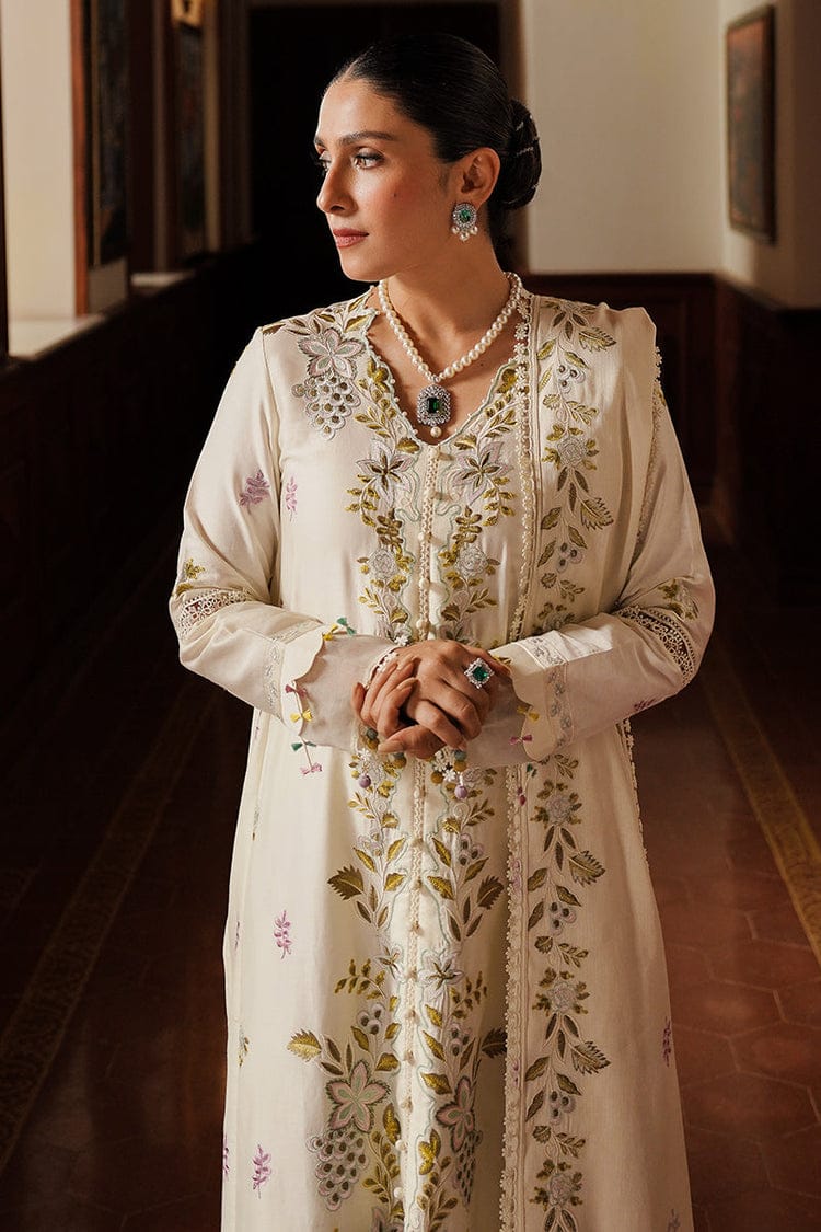 Cross Stitch-3PC DHANAK EMBROIDERED SHIRT WITH DHANAK EMBROIDERED SHAWL AND TROUSER ZDH-505