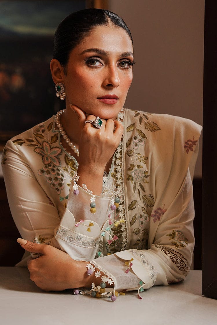 Cross Stitch-3PC DHANAK EMBROIDERED SHIRT WITH DHANAK EMBROIDERED SHAWL AND TROUSER ZDH-505