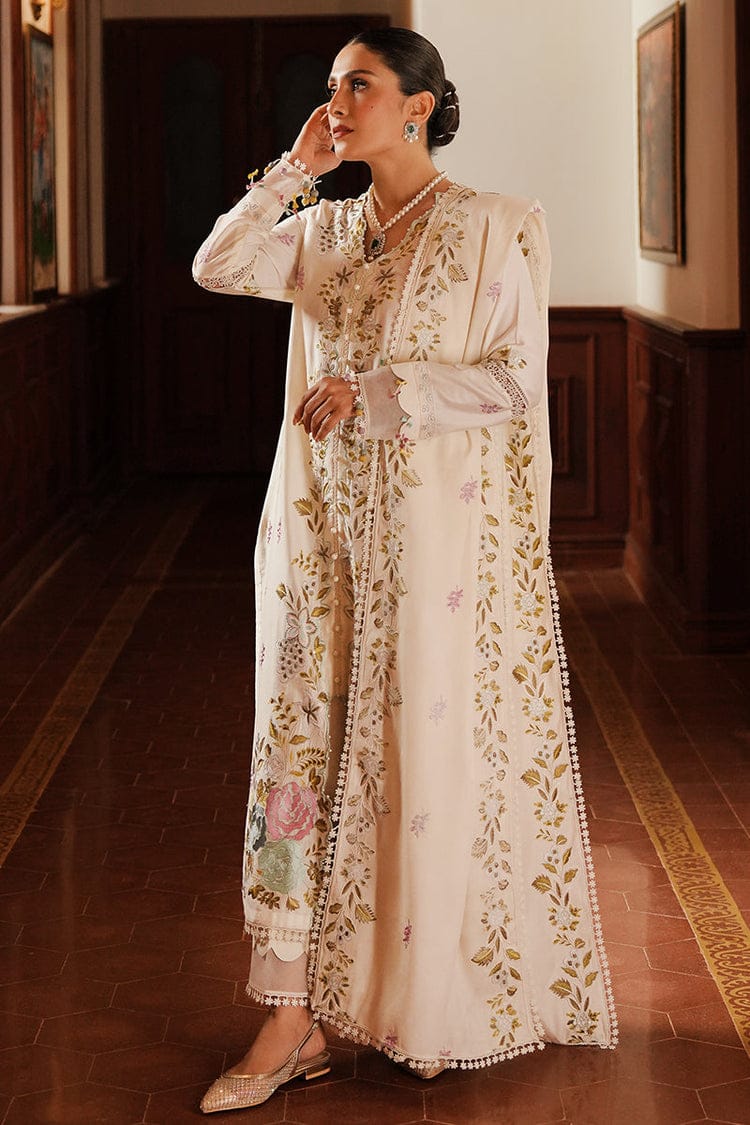 Cross Stitch-3PC DHANAK EMBROIDERED SHIRT WITH DHANAK EMBROIDERED SHAWL AND TROUSER ZDH-505