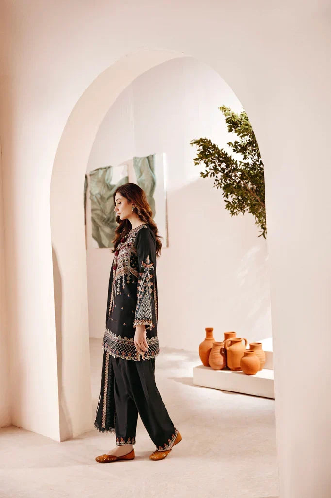 FLORENT - 3PC DHANAK EMBROIDERED SHIRT WITH DHANAK EMBROIDERED SHAWL AND TROUSER - ZN-1160