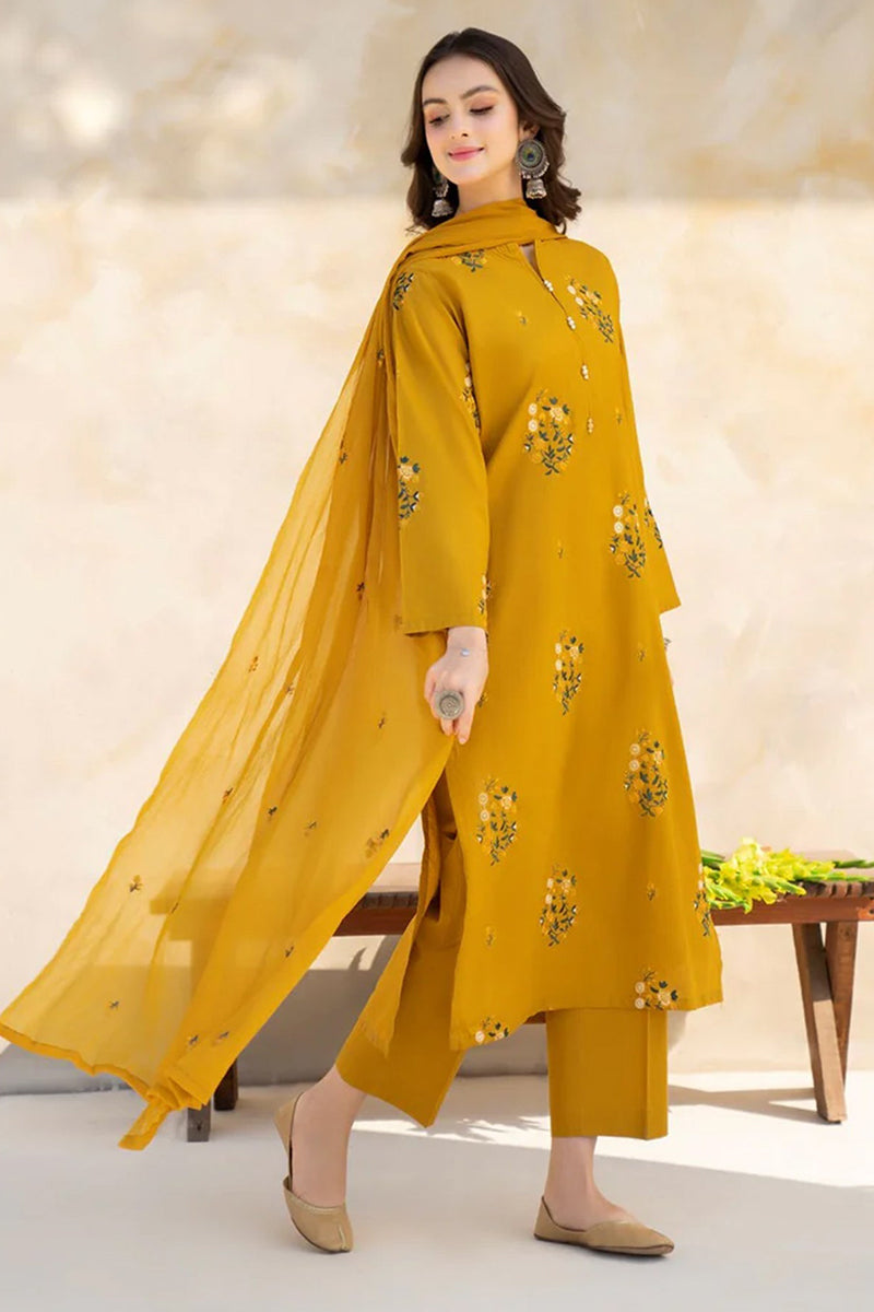 LAZULI - 3PC DHANAK EMBROIDERED ZN-1037