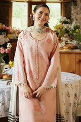 ZARA SHAH JAHAN - 3PC DHANAK EMBROIDERED SHIRT WITH TWILL PRINTED SHAWL AND TROUSER - ZN-1164