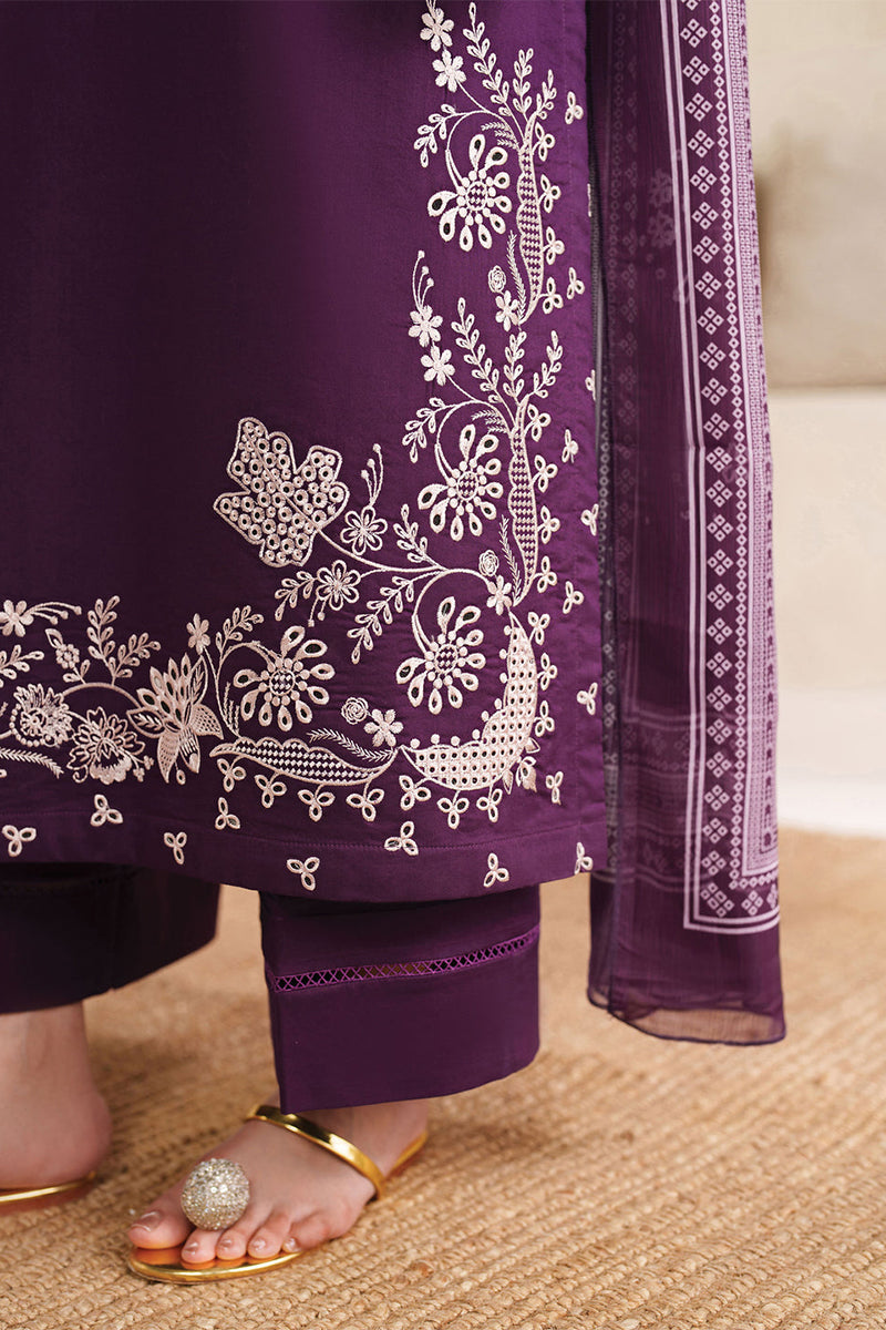 GARNET - 3PC DHANAK EMBROIDERED ZN-1090