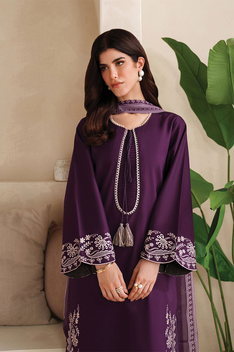 GARNET - 3PC DHANAK EMBROIDERED ZN-1090