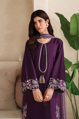 GARNET - 3PC DHANAK EMBROIDERED ZN-1090