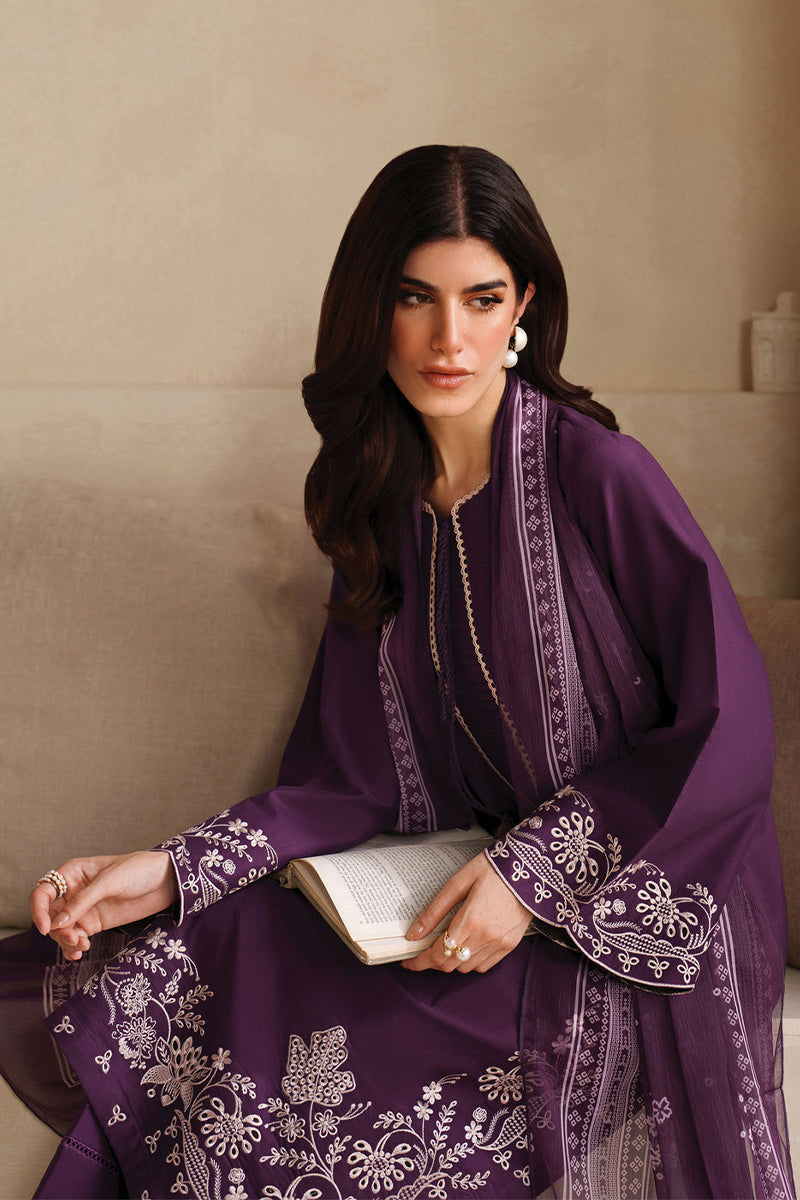 GARNET - 3PC DHANAK EMBROIDERED ZN-1090