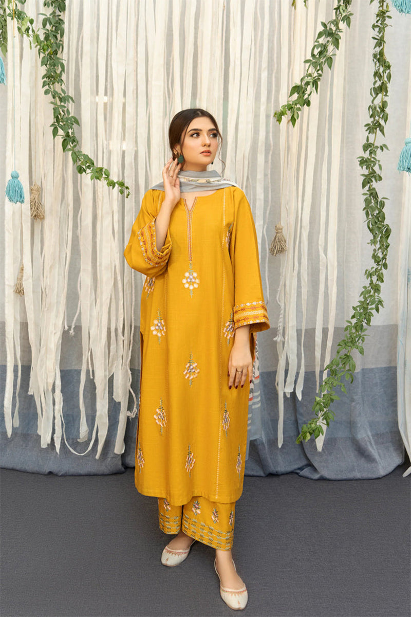 URGE - 3PC DHANAK EMBROIDERED ZN-1014