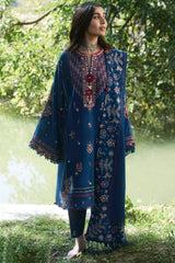 ZAHA - 3PC DHANAK EMBROIDERED SHIRT WITH DHANAK EMBROIDERED SHAWL AND TROUSER - ZN-1161