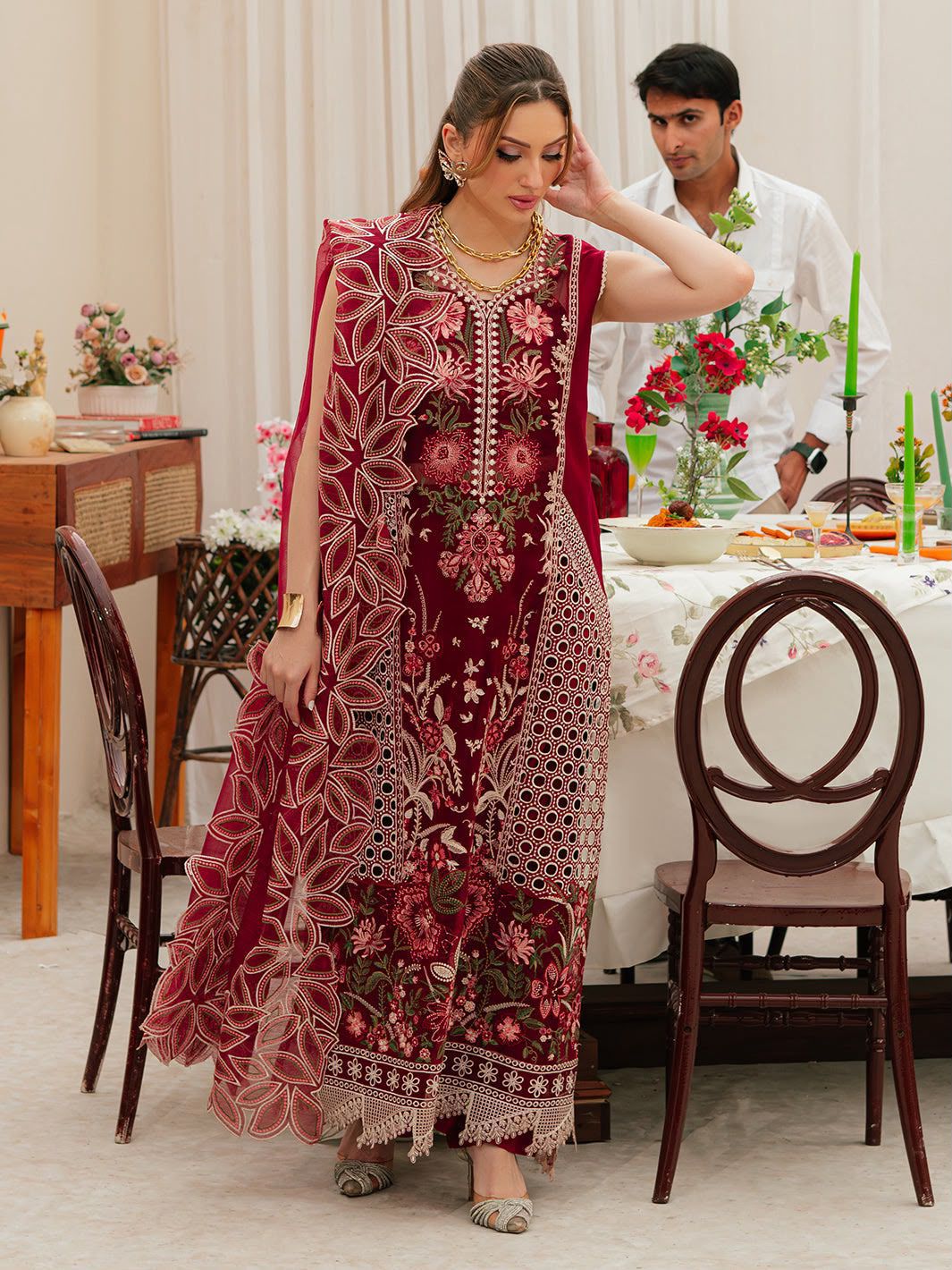 Mahnur Brand Luxury Dhanak Fabric 3 Piece Unstitch Dress ZN-1177