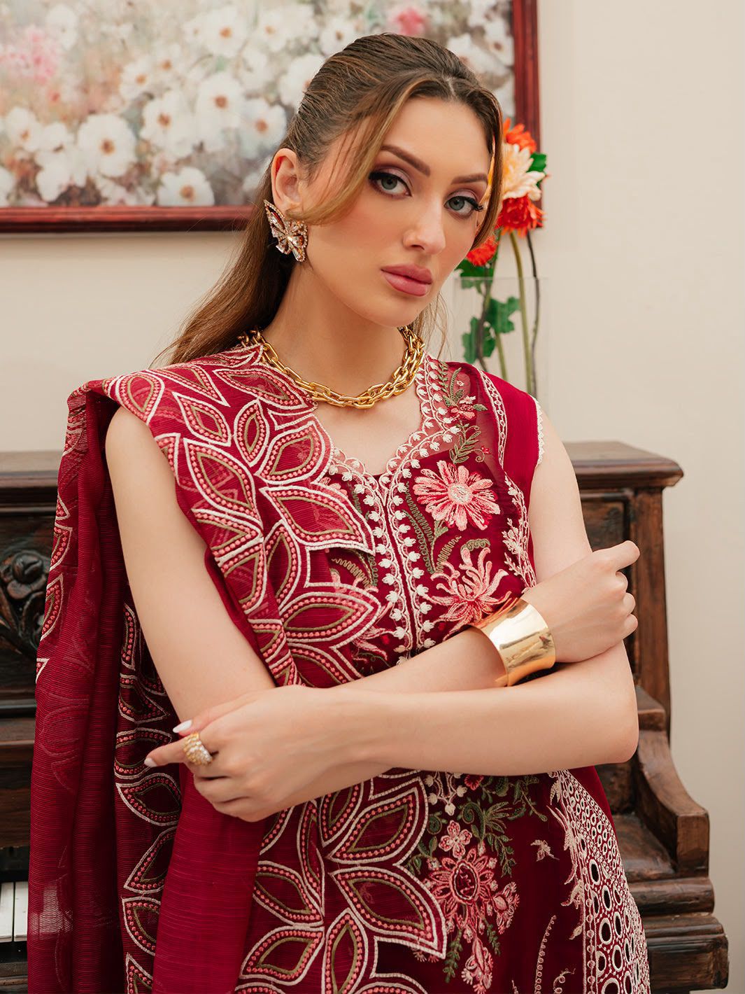 Mahnur Brand Luxury Dhanak Fabric 3 Piece Unstitch Dress ZN-1177