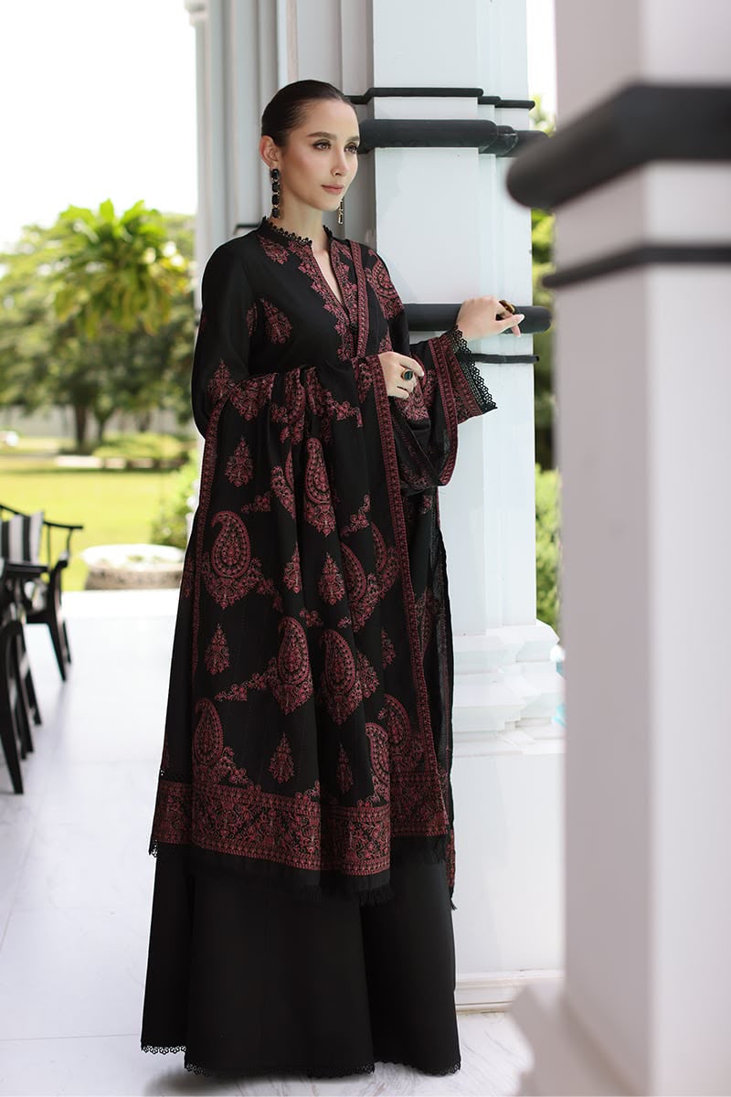Bareeze Brand Dhanak Heavy Embroidered 3Pc Unstitched Dress Embroidery Shawl ZN-1173
