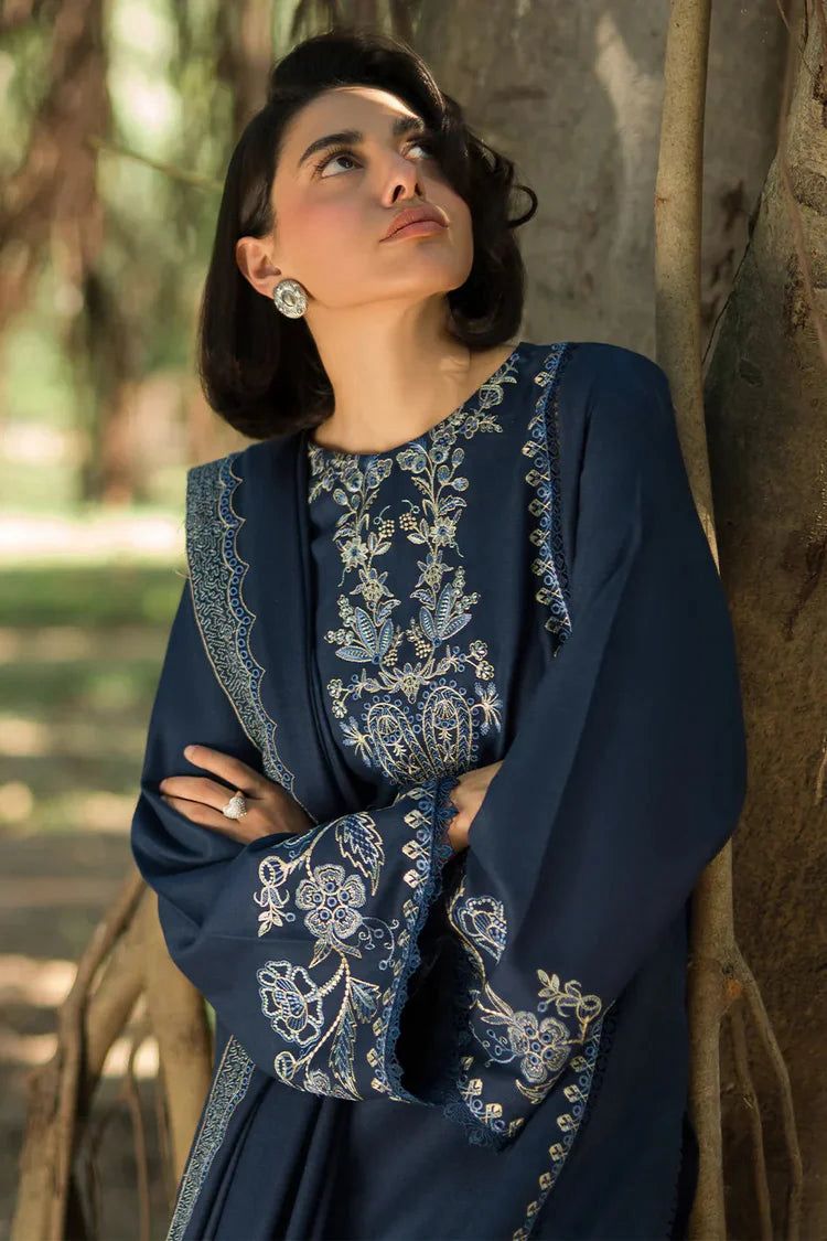 Zellbury Brand Dhanak embroidery Unstitch 3 Piece Dress With Embroidery Shawl ZN-1184