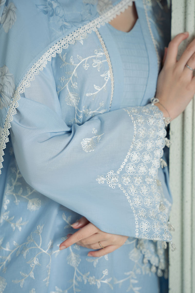 CROSS STITCH - 3PC DHANAK EMBROIDERED SHIRT WITH TWILL PRINTED SHAWL AND TROUSER - ZN-1005