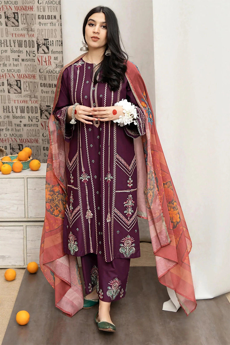 URGE - 3PC DHANAK EMBROIDERED ZN-1022
