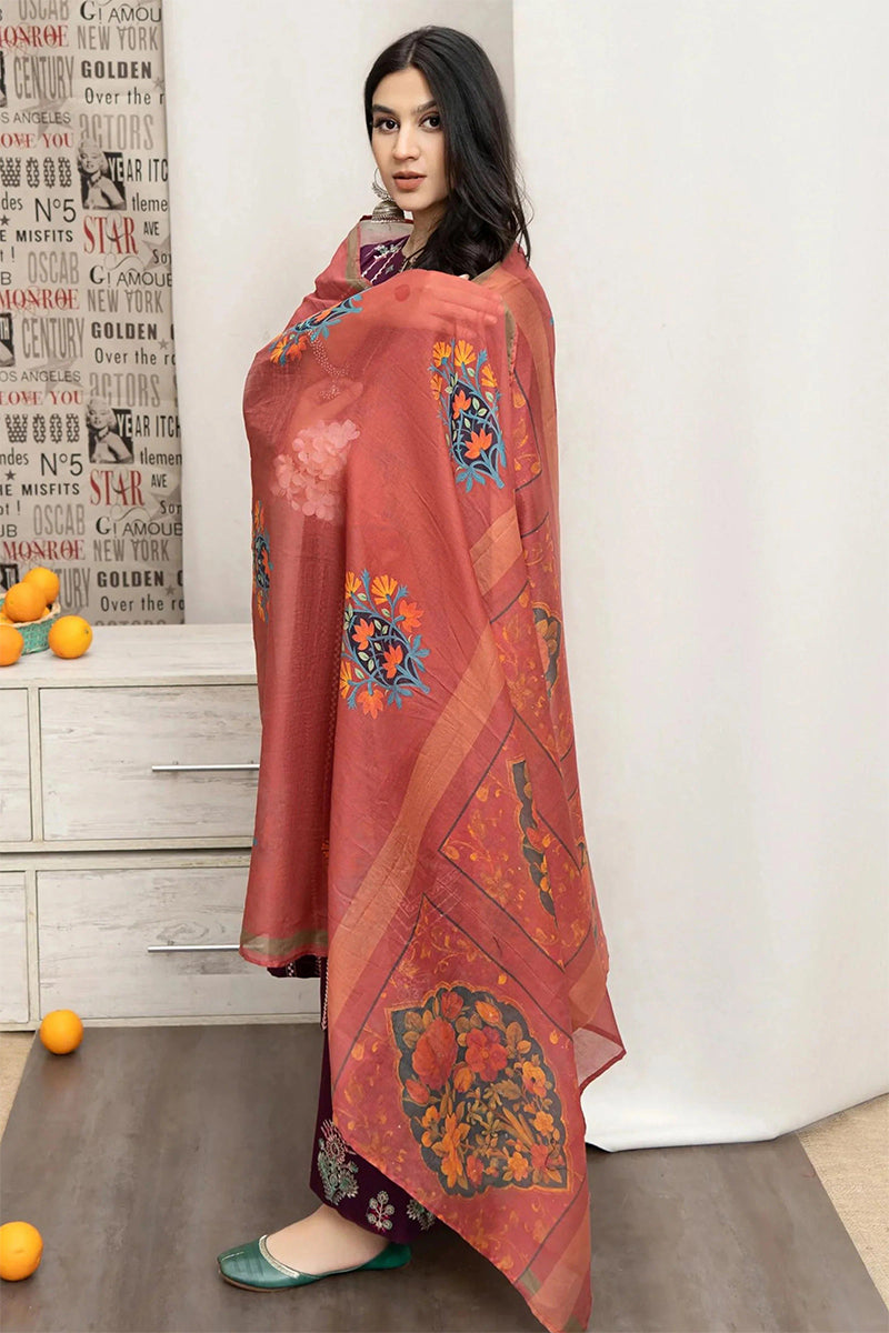 URGE - 3PC DHANAK EMBROIDERED ZN-1022